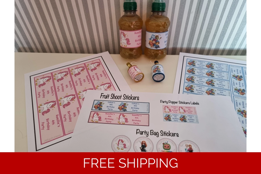 Fruit Shoot - Party Bag - Party Popper Sticky Labels